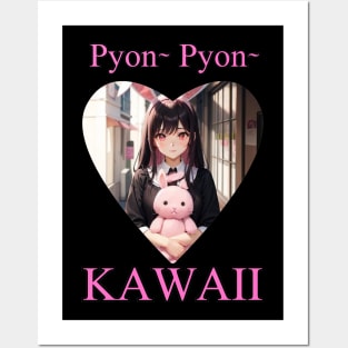 Bunny Pyon Pyon Kawaii Anime Girl Posters and Art